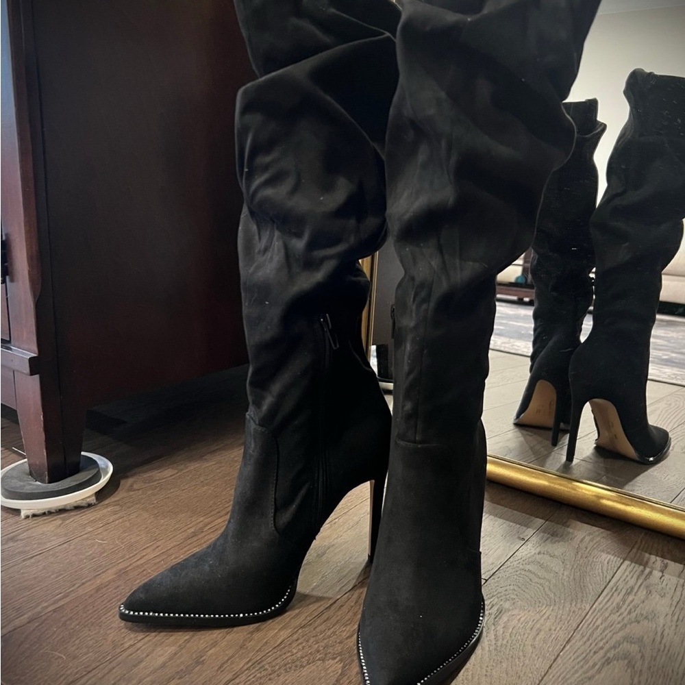 Mix No. 6 Black Heeled Boots with Pointed Toe